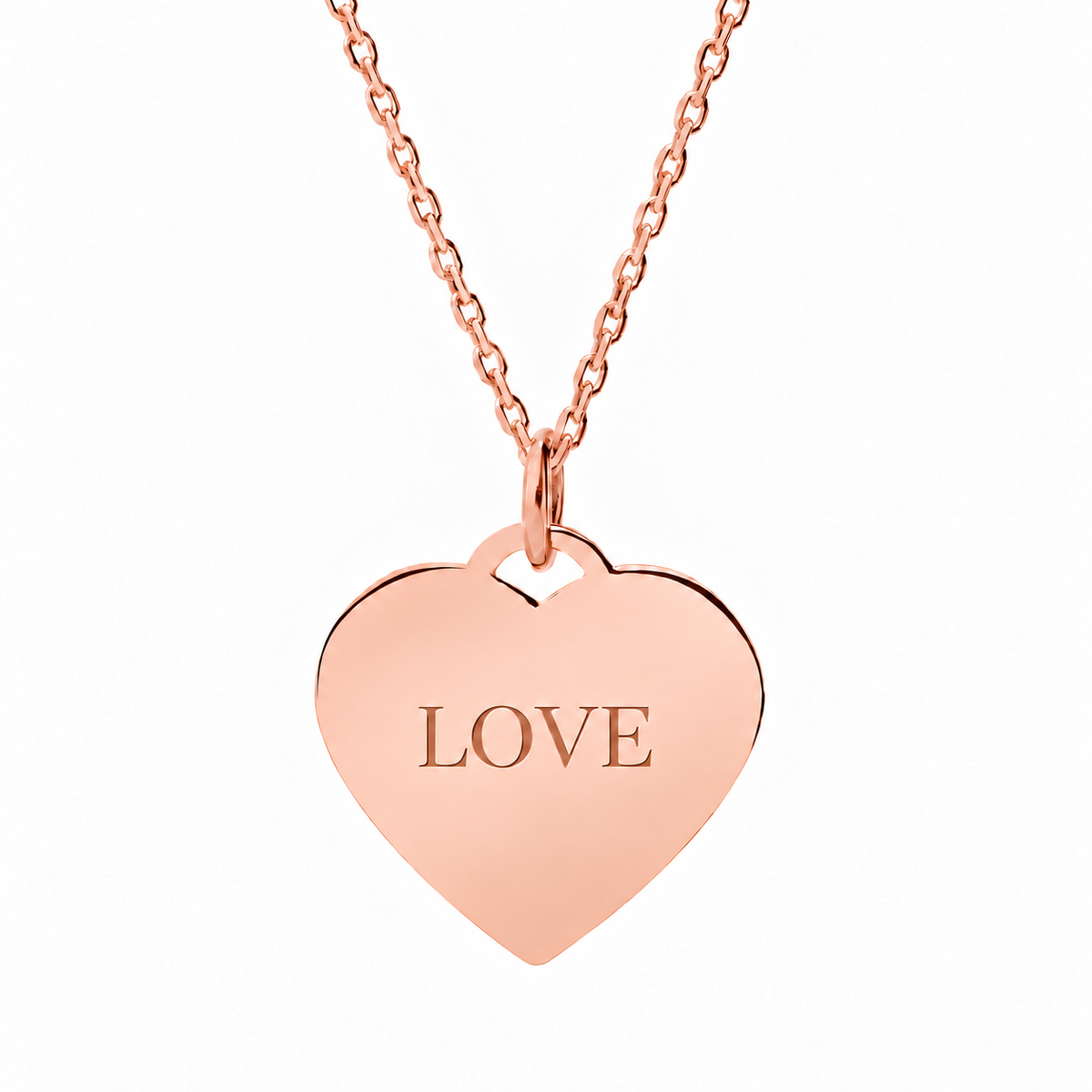 14k Rose Gold Heart necklace engraved LOVE