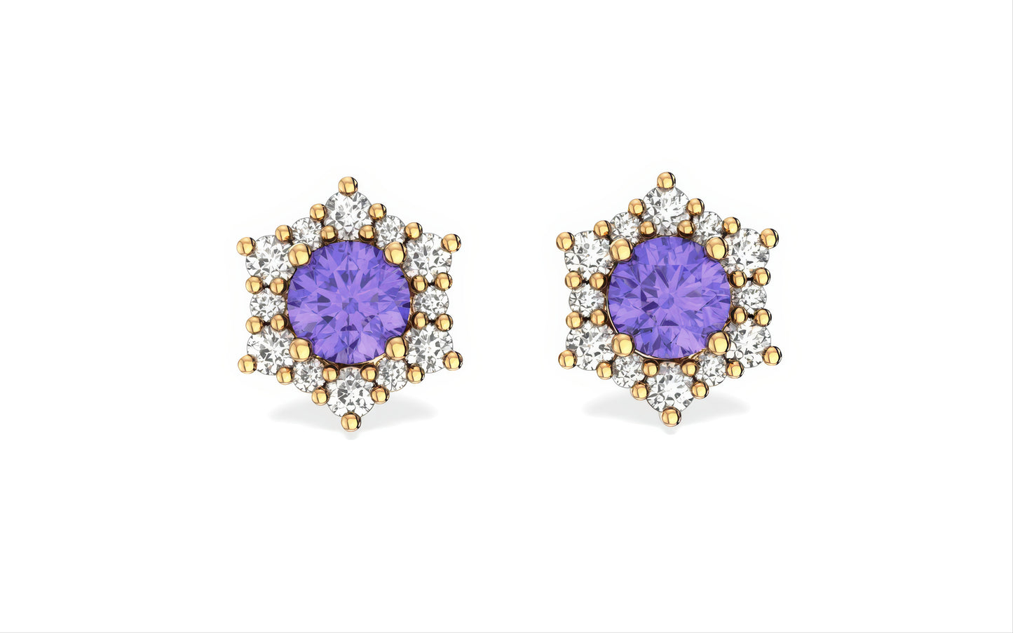 Valentina Amethyst Birthstone Earrings in 14k Gold