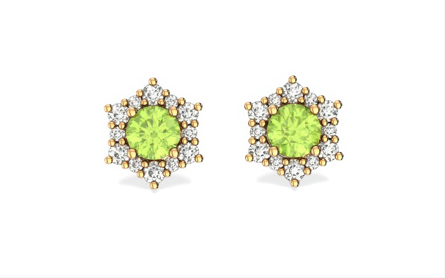 Valentina Peridot Birthstone Earrings in 14k Gold