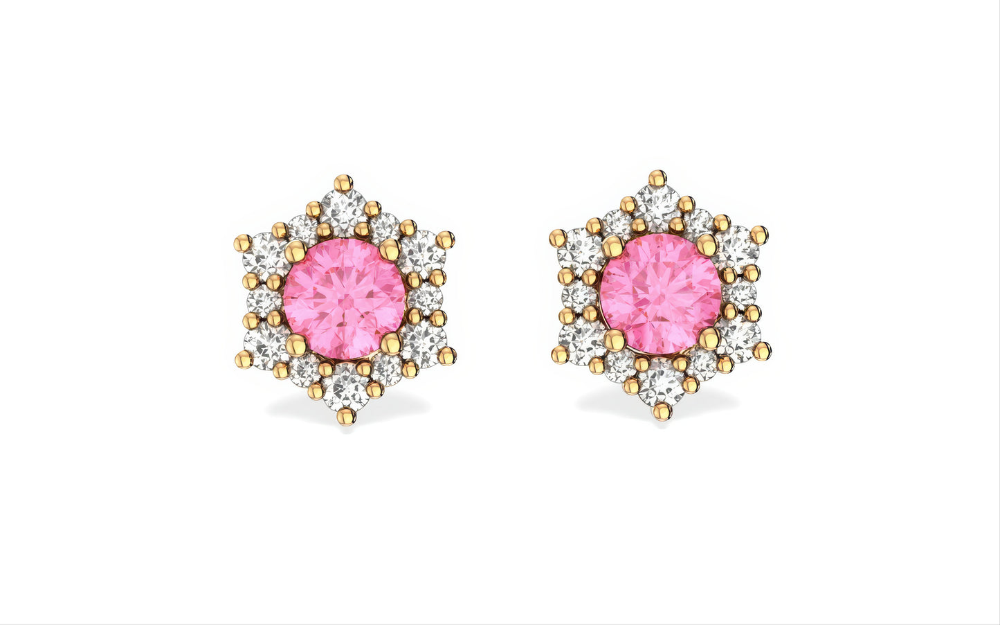 Valentina Pink Sapphire Birthstone Earrings in 14k Gold