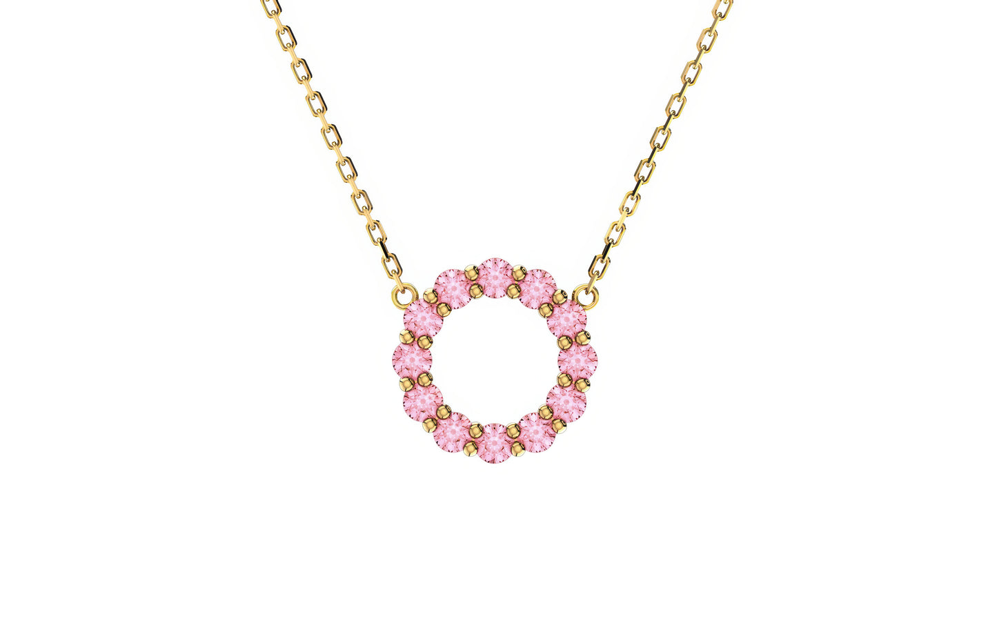 Aleksandra Pink Sapphire Birthstone Necklace in 14k Gold