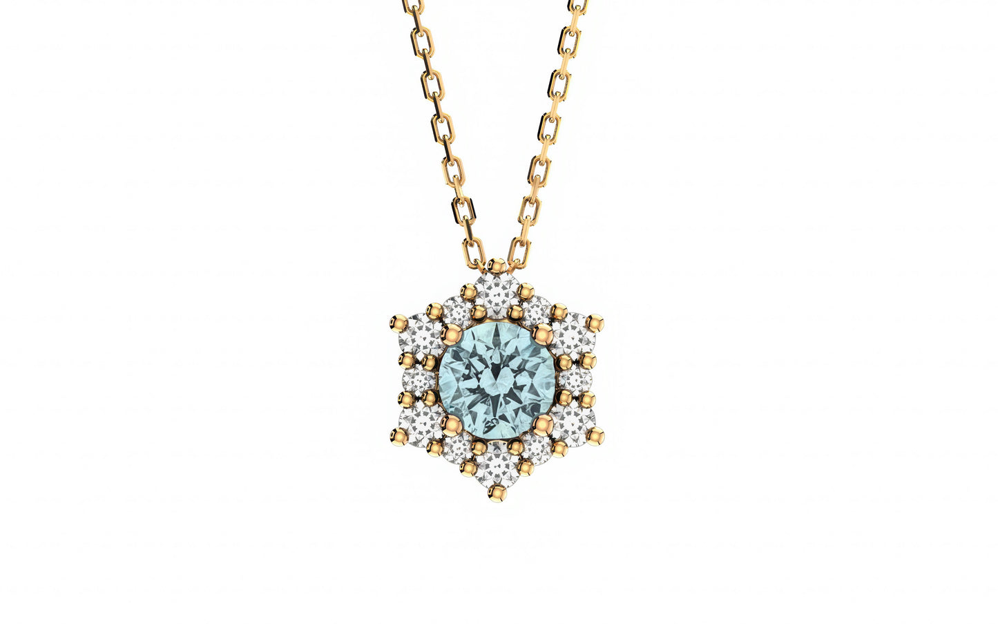 Valentina Aquamarine Birthstone Necklace in 14k Gold