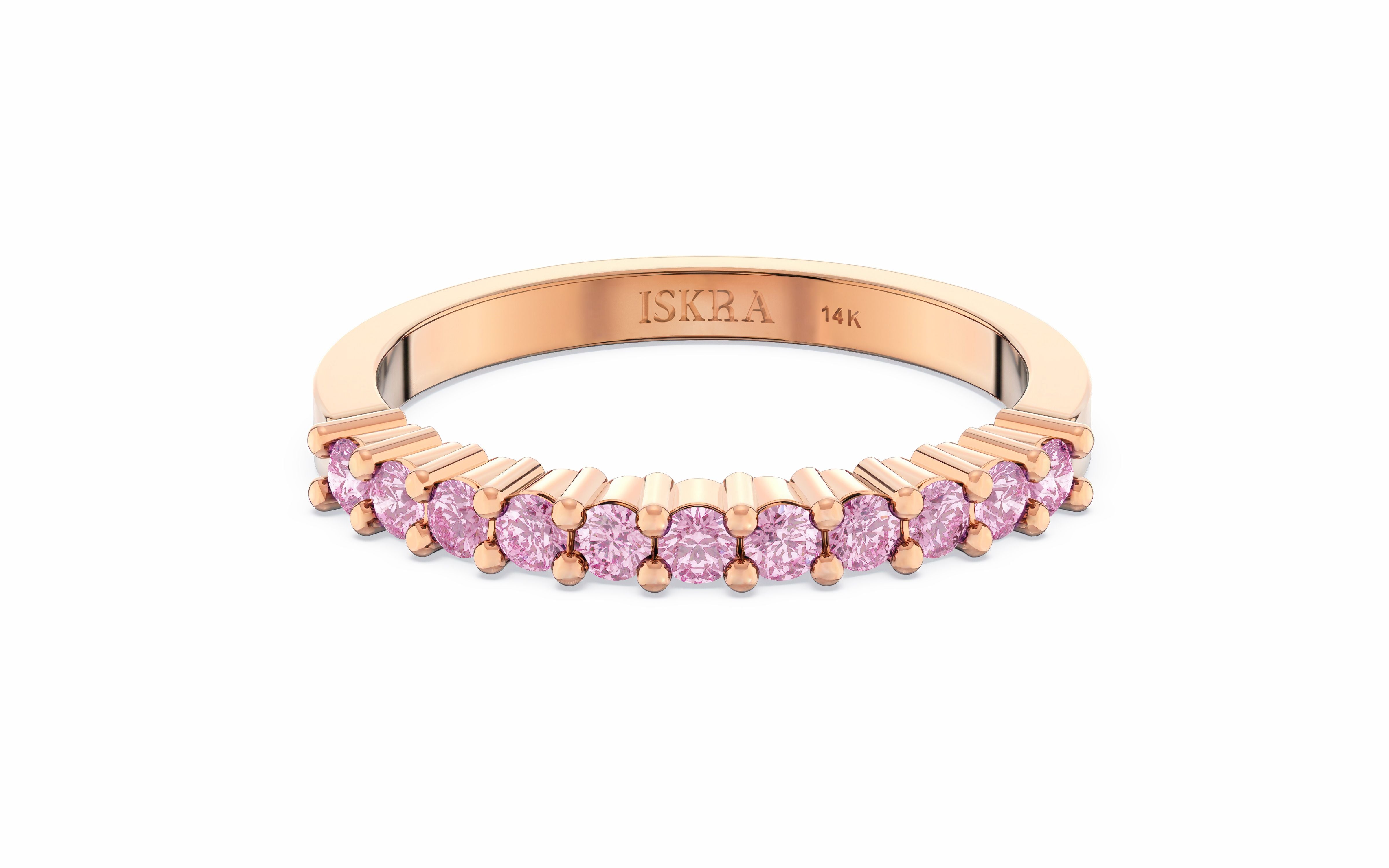 Ariana Stackable Pink Sapphire Birthstone Ring in 14k Gold – Iskra