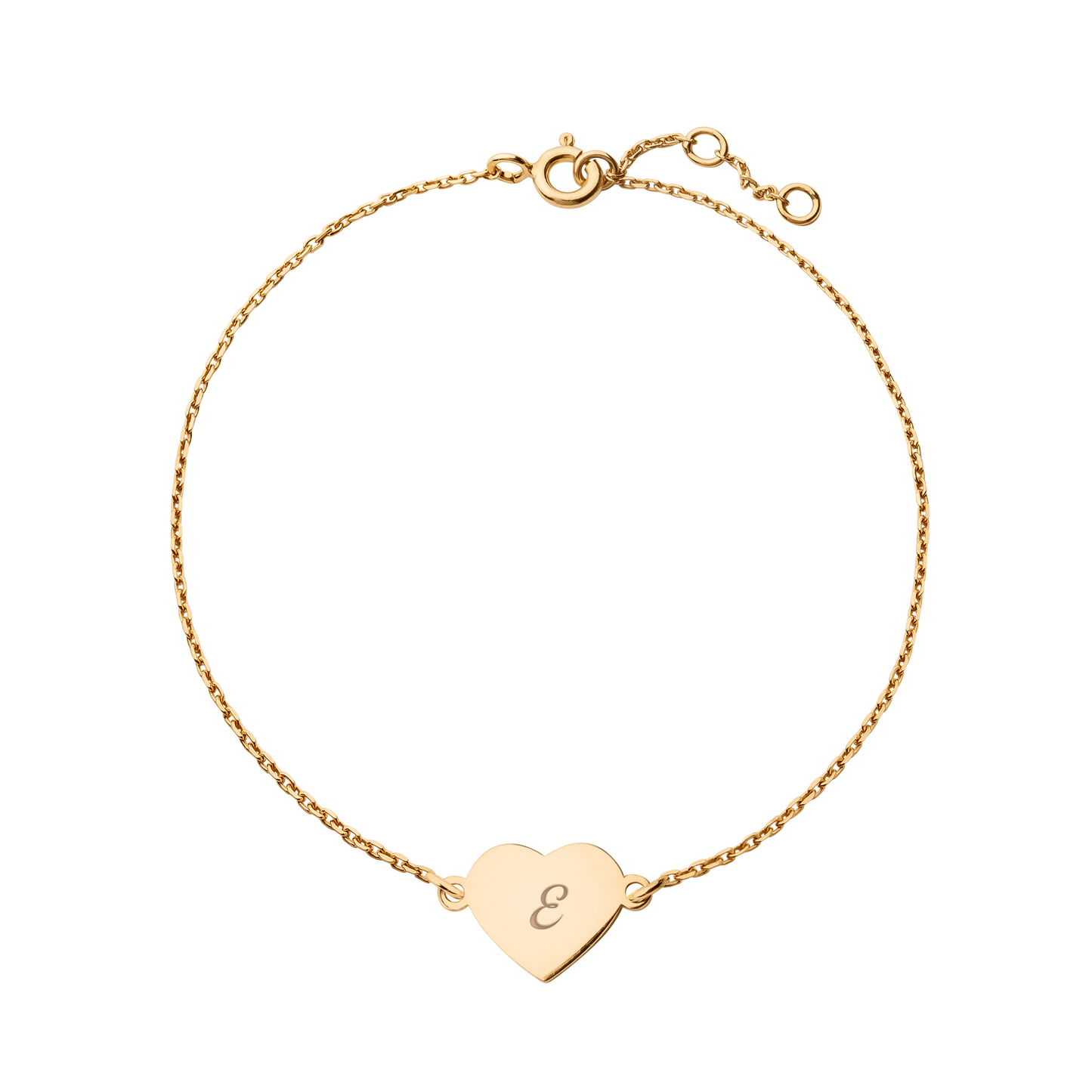 Personalized Heart Bracelet - "E" in 14k Gold