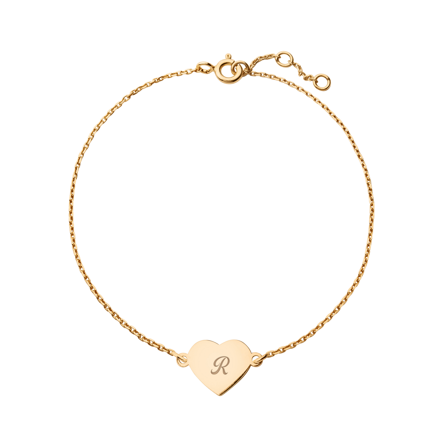 Personalized Heart Bracelet - "R" in 14k Gold