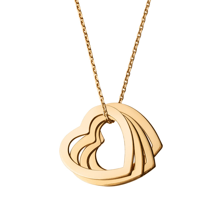 Personalized 4 Hollow Heart Necklace in 14k Gold