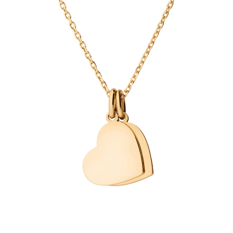 Personalized 2 Little Heart Necklace in 14k Gold
