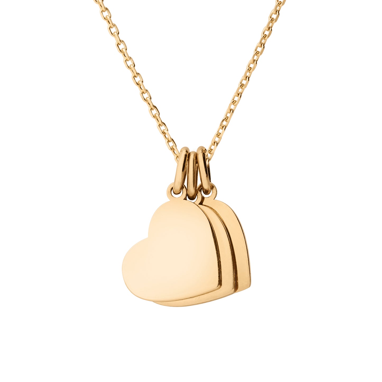 Personalized 3 Little Heart Necklace in 14k Gold