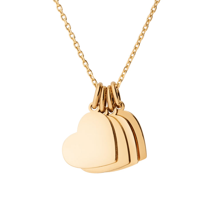 Personalized 4 Little Heart Necklace in 14k Gold