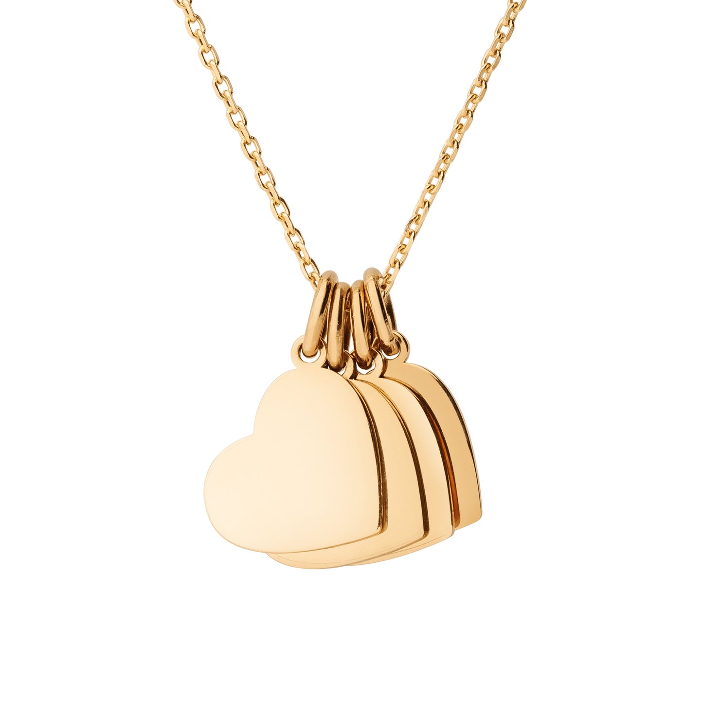 Personalized 4 Little Heart Necklace in 14k Gold