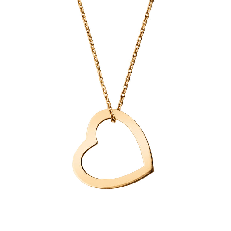 Personalized 1 Hollow Heart Necklace in 14k Gold