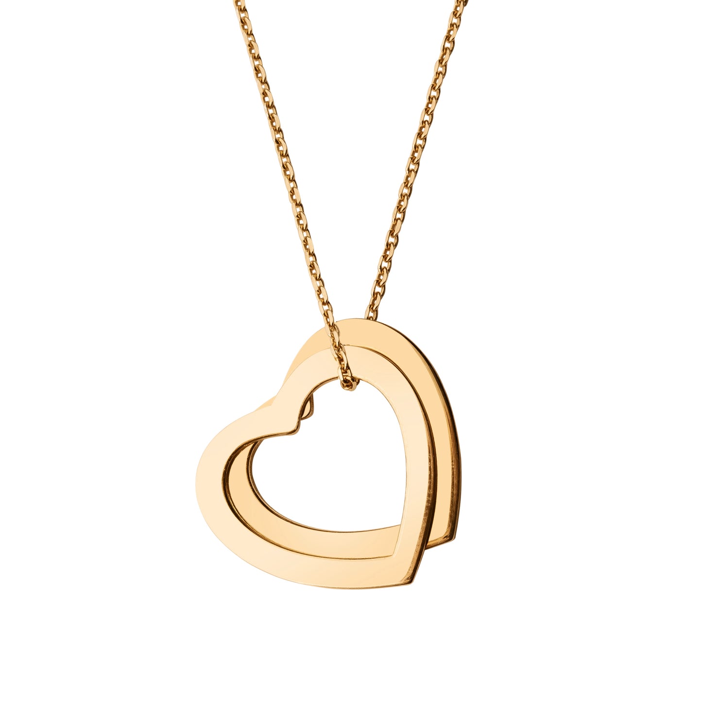Personalized 2 Hollow Heart Necklace in 14k Gold
