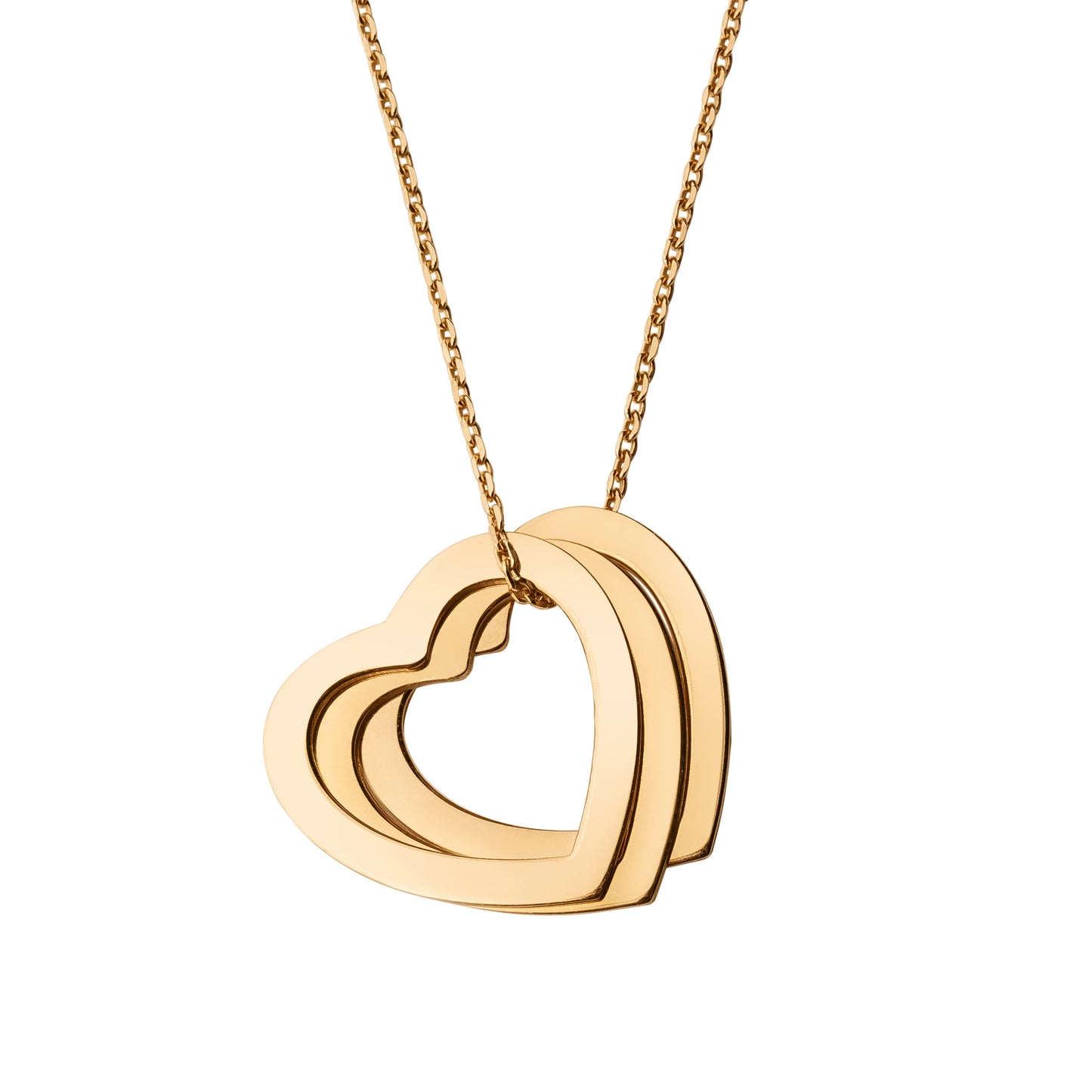 Personalized 3 Hollow Heart Necklace in 14k Gold