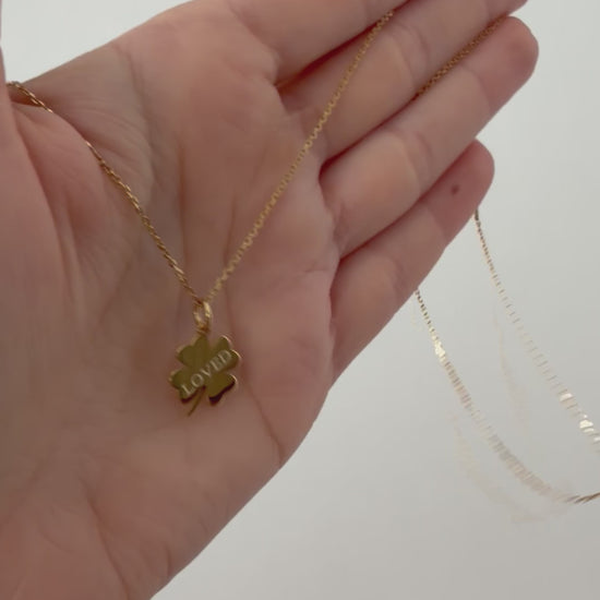 Loved Clover Necklace, LOVED, yellow gold tone, lifestyle video