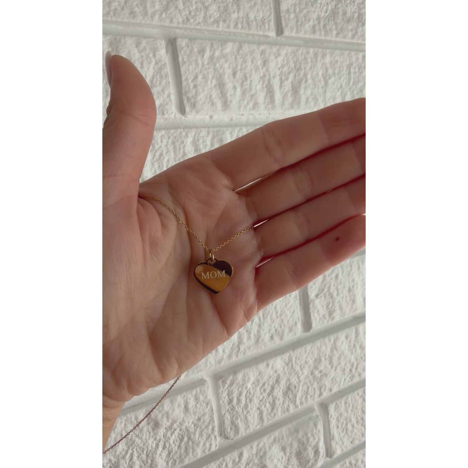 MOM Heart Necklace, MOM, yellow gold tone, lifestyle video
