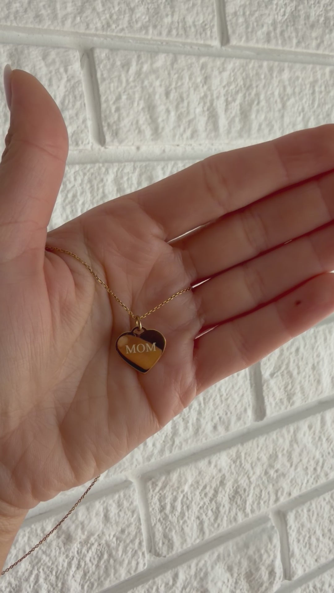 MOM Heart Necklace, MOM, yellow gold tone, lifestyle video