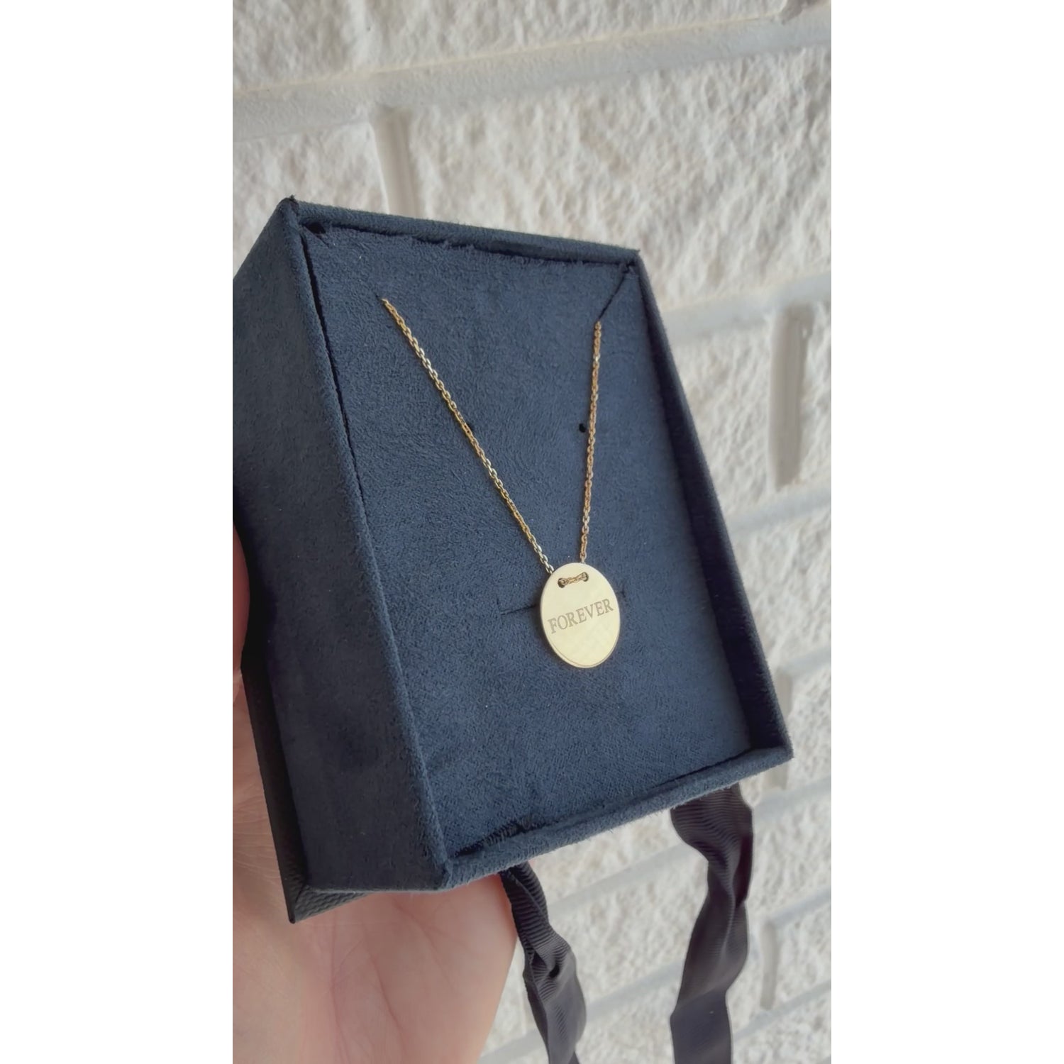 Forever Disc Necklace, FOREVER, yellow gold tone, lifestyle video