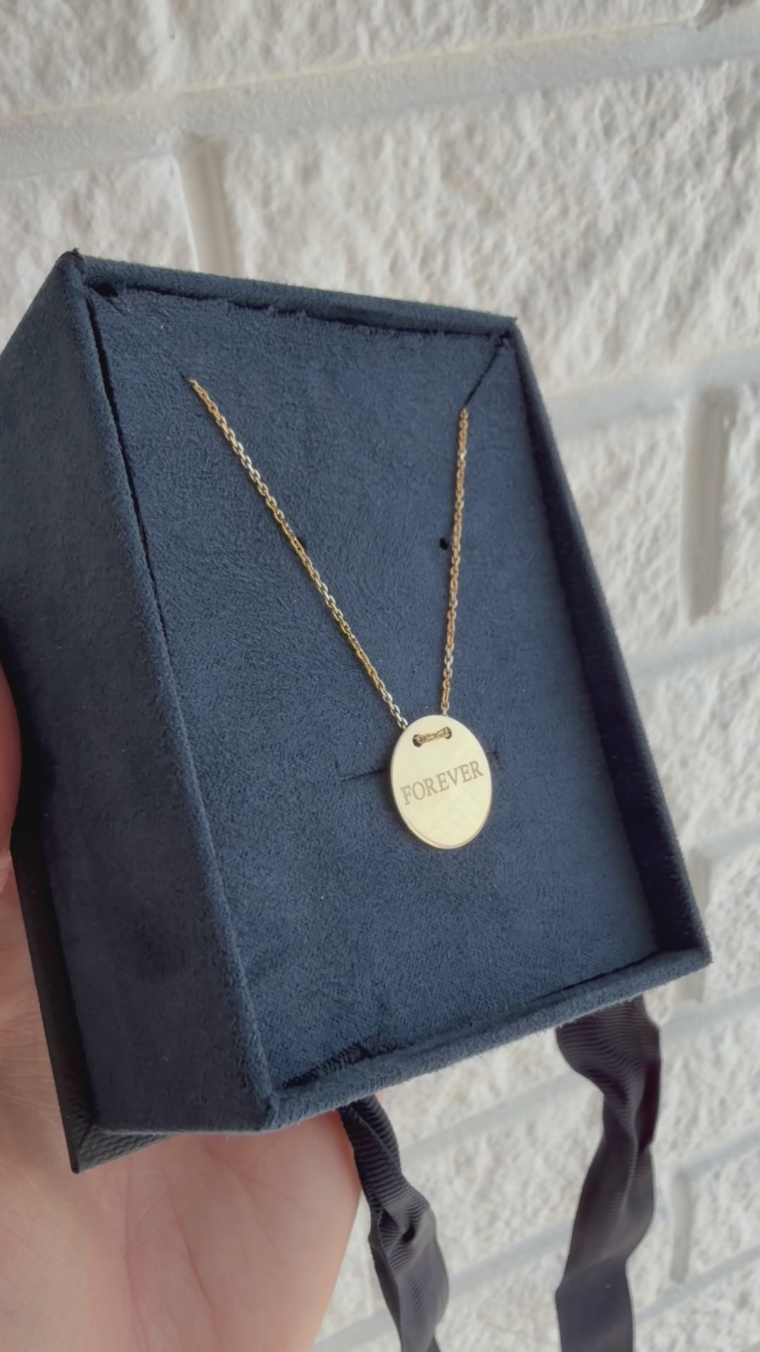 Forever Disc Necklace, FOREVER, yellow gold tone, lifestyle video