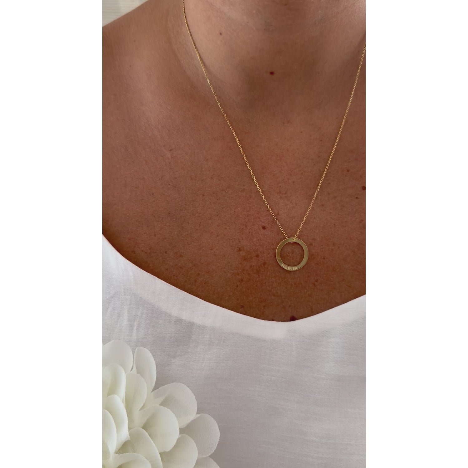 Forever Circle Necklace, FOREVER, yellow gold tone, lifestyle video