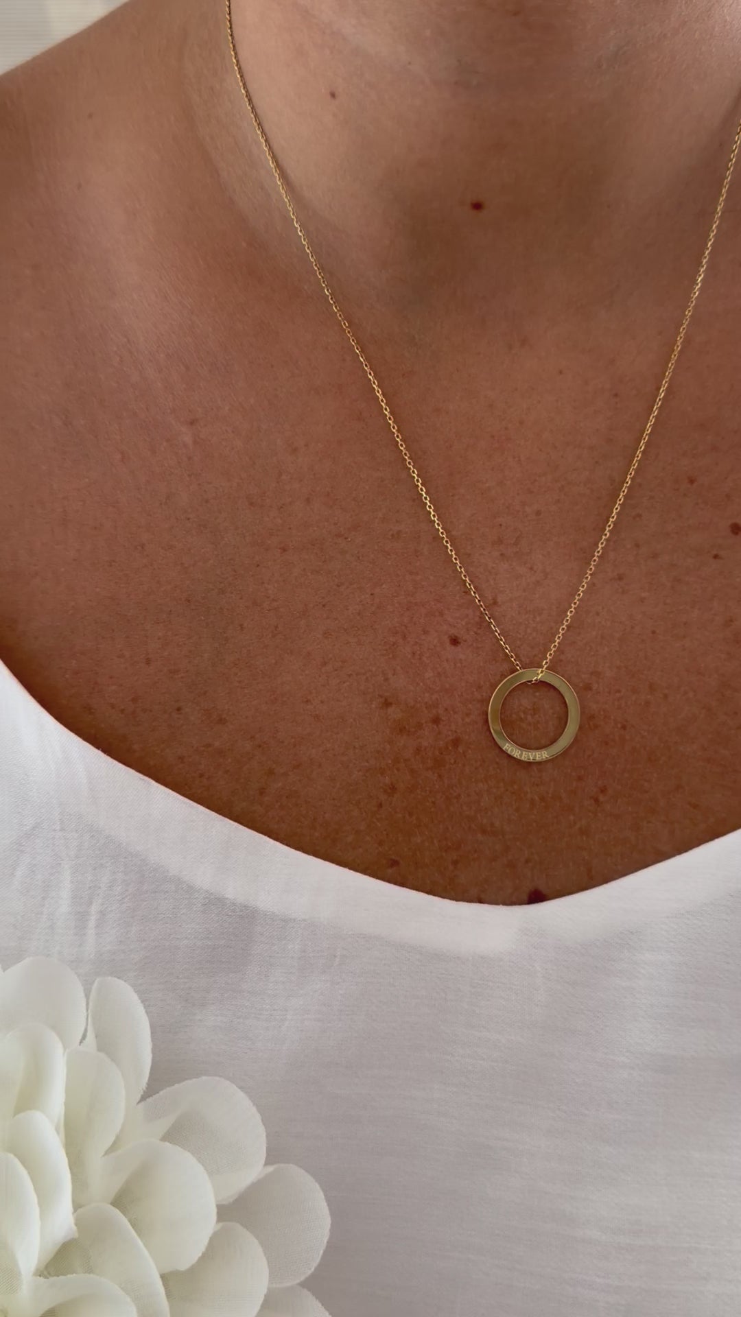 Forever Circle Necklace, FOREVER, yellow gold tone, lifestyle video