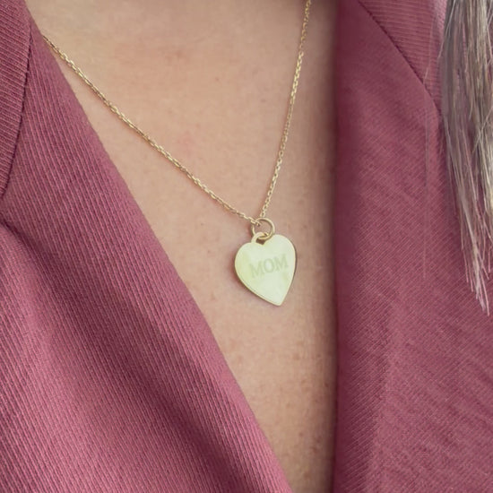 MOM Heart Necklace, MOM, yellow gold tone, lifestyle video
