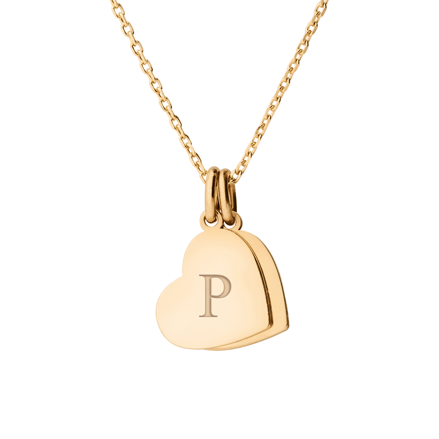 gold / serif / personalized_2_little_heart_necklace